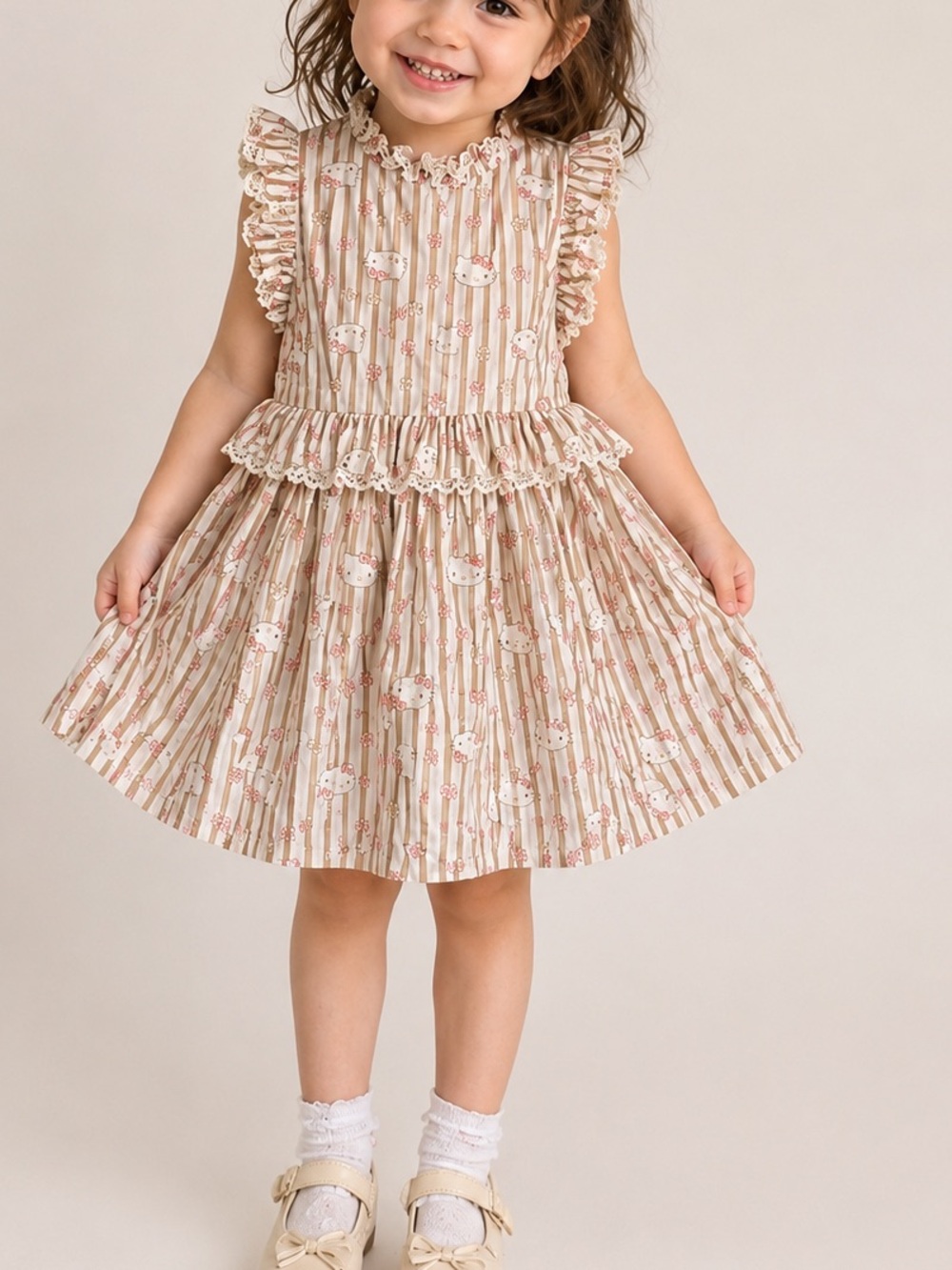 Hello Kitty Toddler Dress 2T Sanrio Cotton Lace Ruffle